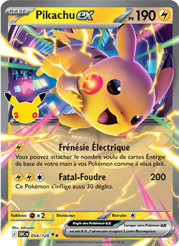 Pikachu-ex - 054/158 - 30ᵉ Anniversaire