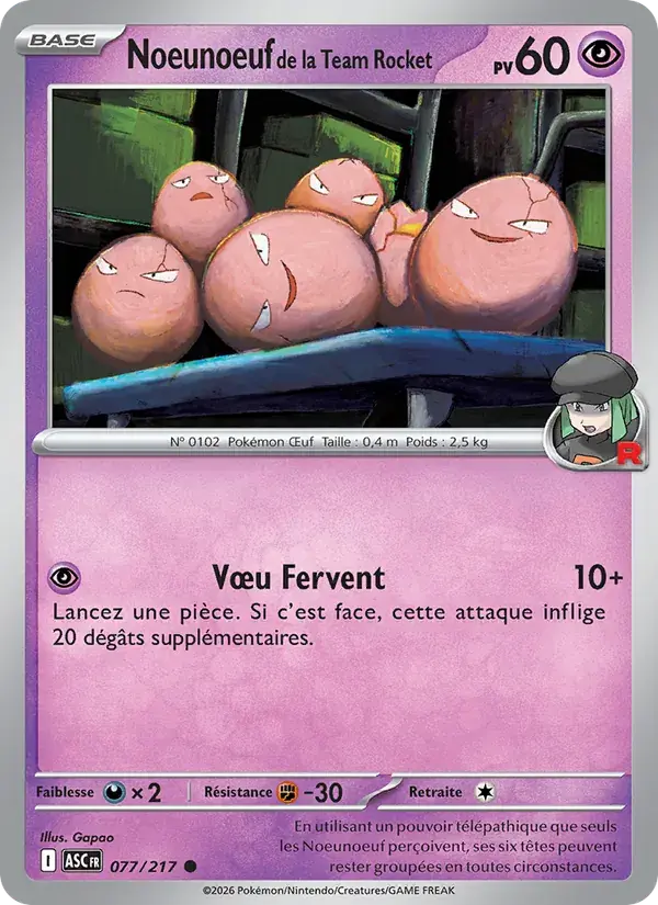 Noeunoeuf de la Team Rocket - 077/295 - Héros Transcendants