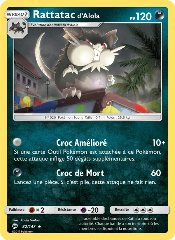 Rattatac d’Alola - 82/169 - Ombres Ardentes