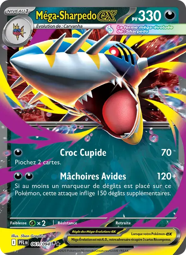 Méga-Sharpedo-ex - 061/130 - Flammes Fantasmagoriques