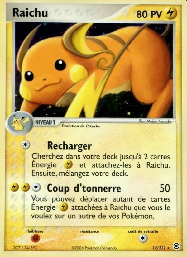 Raichu - 12/116 - EX Rouge Feu & Vert Feuille