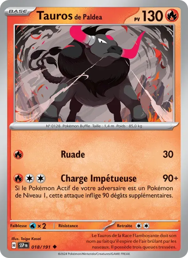 Tauros de Paldea - 018/252 - Étincelles Déferlantes
